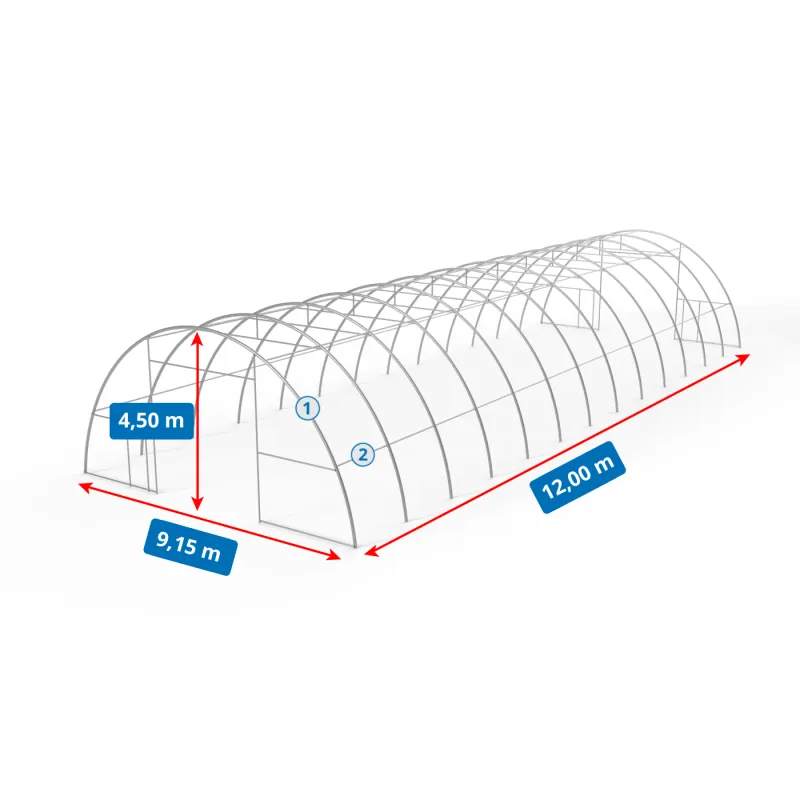 Zakřivená stanová hala 9,15x12m PVC 750g/m2