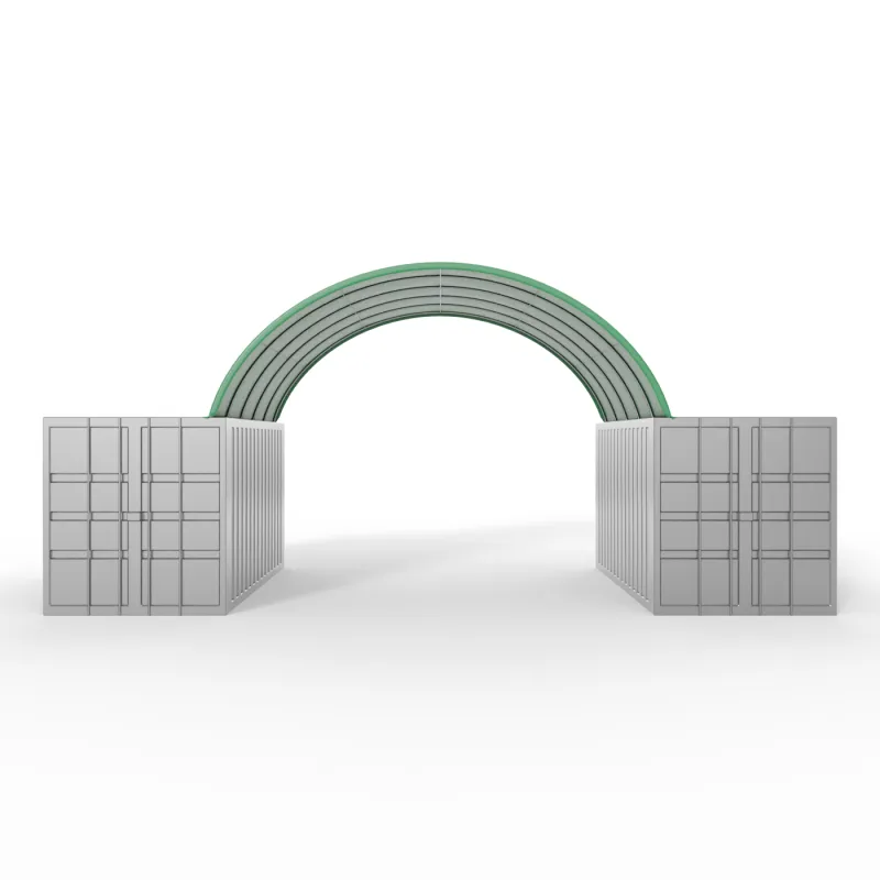 Střecha kontejneru v zelené barvě 6x6m z PVC 750g/m2