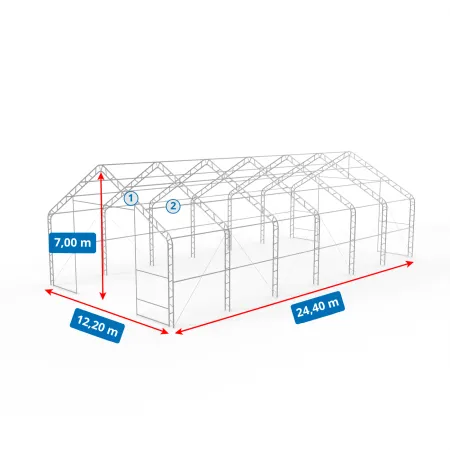 Stan XXL se šikmou střechou 12,2x24,4m PVC 900g/m2