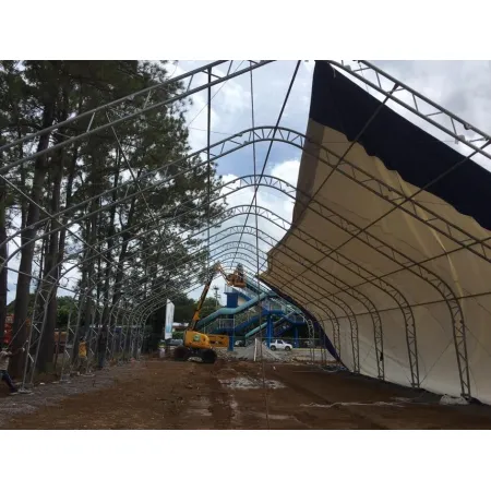 Stanová hala se šikmou střechou 15,25x61m PVC 750g/m2
