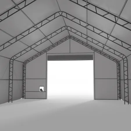 Stanová hala se šikmou střechou 15,25x61m PVC 750g/m2
