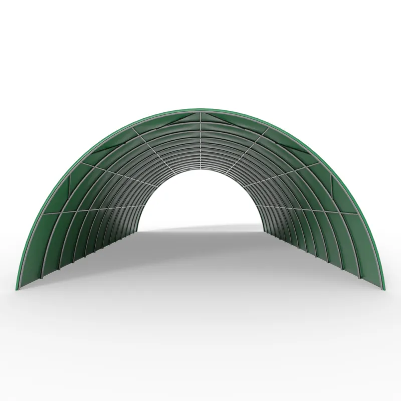 Oblouková plachtová hala 12,2x18m PVC 750g/m² v zelené verzi