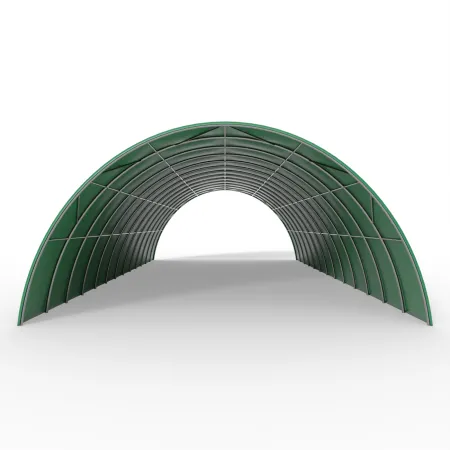 Oblouková plachtová hala 12,2x18m PVC 750g/m² v zelené verzi