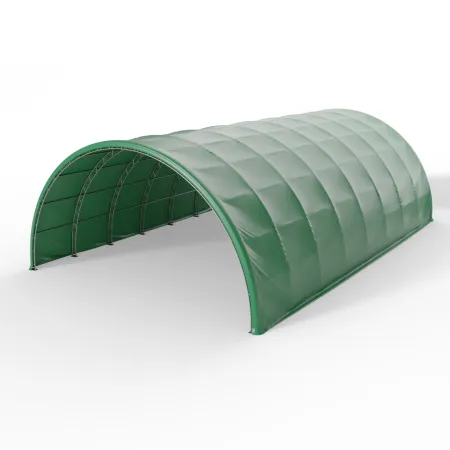 Oblouková plachtová hala 15,25x24,4m PVC 900g/m² v zelené verzi