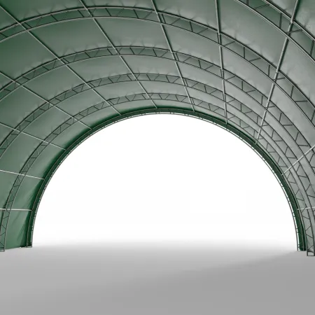Oblouková plachtová hala 15,25x36,6m PVC 750g/m² v zelené verzi