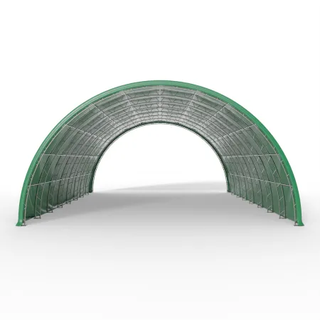 Oblouková plachtová hala 15,25x36,6m PVC 750g/m² v zelené verzi