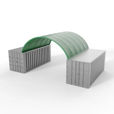 Střecha kontejneru v zelené barvě 6x6m z PVC 750g/m2