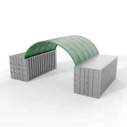 Střecha kontejneru v zelené barvě 6x6m z PVC 900g/m2