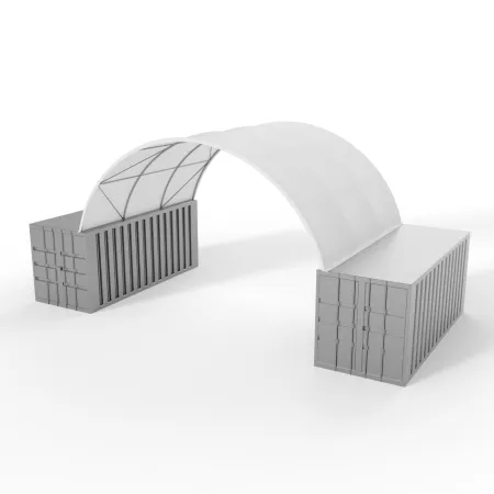 Kontejnerové zastřešení 8x6 m PVC 750 g/m²