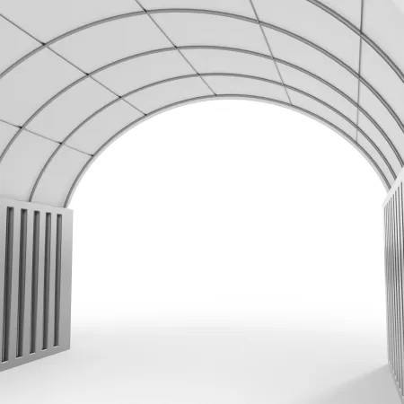 Kontejnerové zastřešení 6x12 m se zadní stěnou PVC 750 g/m²