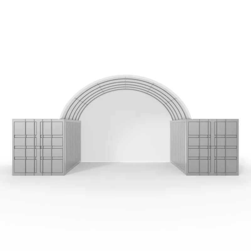 Střecha kontejneru 6x12m se zadní stěnou z PVC 750g/m2