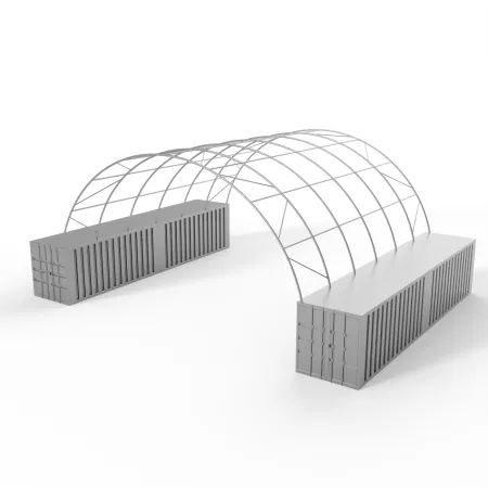 Kontejnerové zastřešení 10x12 m PVC 750 g/m²