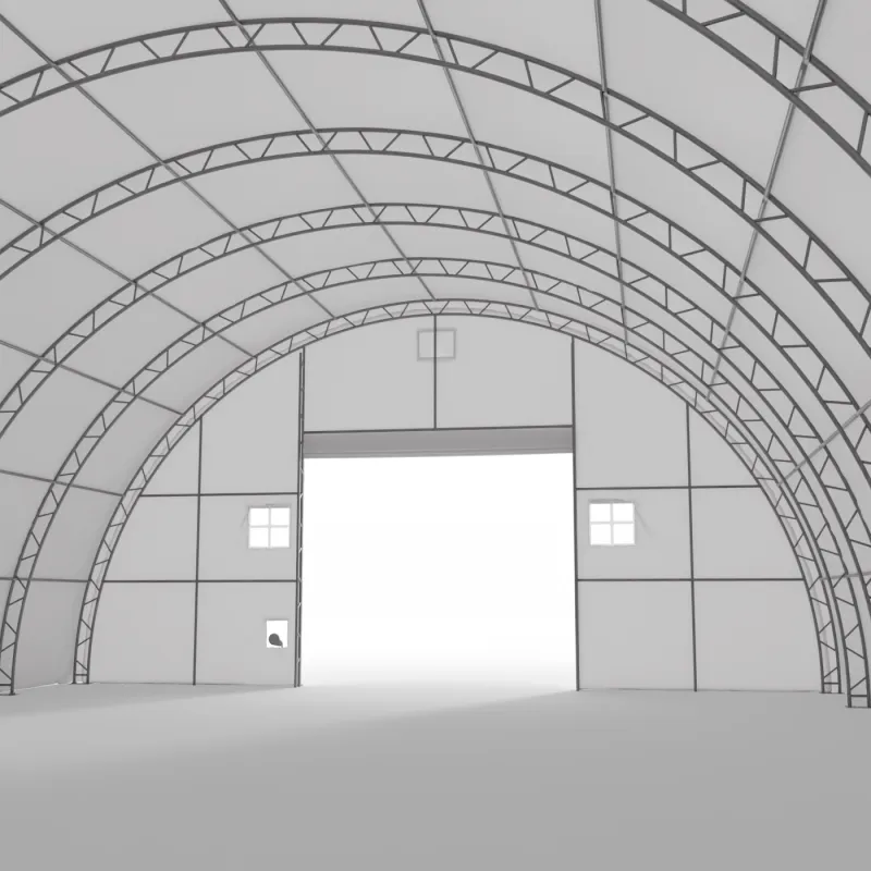 Zakřivená stanová hala 15,25x36,6m PVC 750g/m2