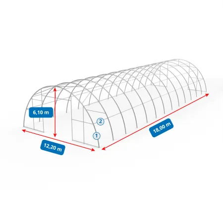 Zakřivená stanová hala 12,2x18m PVC 750g/m2