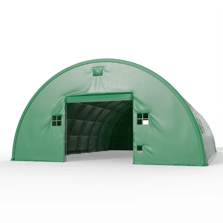 Oboustranná stěna pro obloukovou halu 15 m v zeleném provedení PVC 900 g/m²