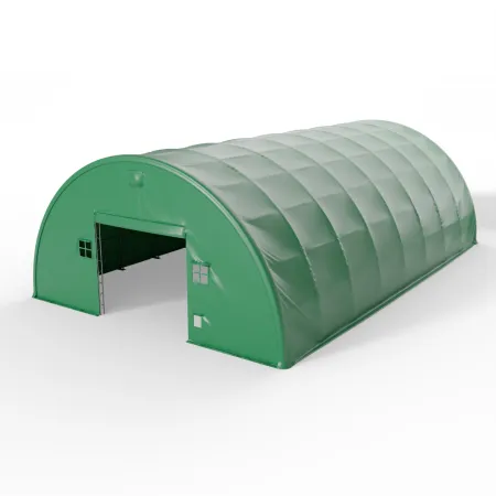 Oboustranná stěna pro obloukovou halu 15 m v zeleném provedení PVC 750 g/m²