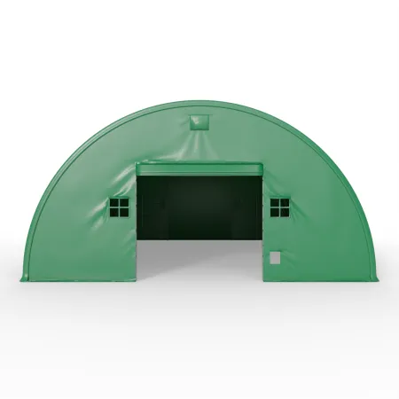 Oboustranná stěna pro obloukovou halu 15 m v zeleném provedení PVC 750 g/m²