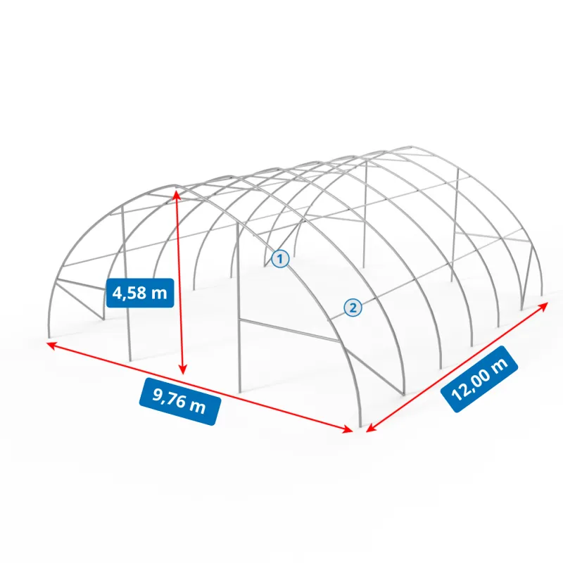 Zakřivená stanová hala 9,76x12m PVC 750g/m2