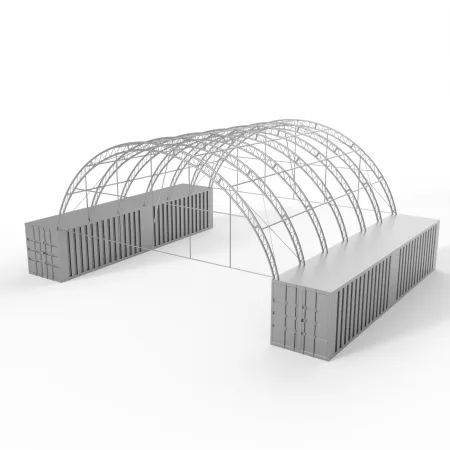 Štítový kryt s rámem pro zastřešení zesíleného 12 m PVC 900 g/m²