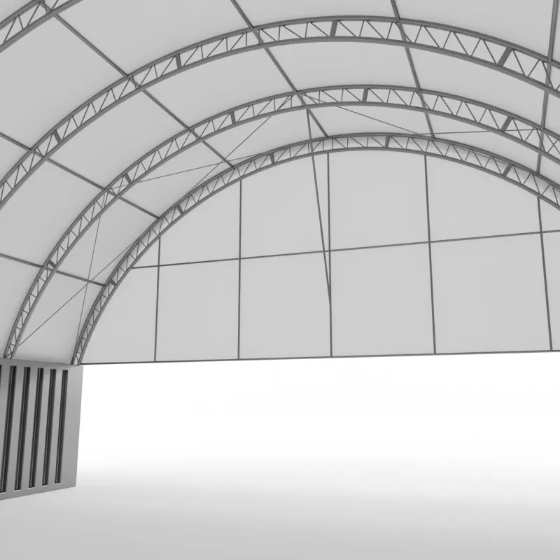 Štítový kryt s rámem pro zesíleného zastřešení 12m PVC 750g/m²