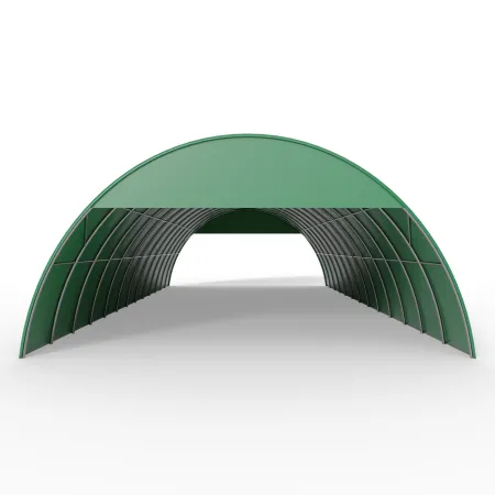 Štítový kryt pro obloukovou halu 12 m v zeleném provedení PVC 750 g/m²
