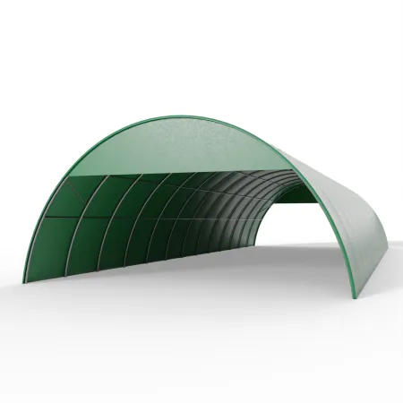 Štítový kryt pro obloukovou halu 12 m v zeleném provedení PVC 900 g/m²