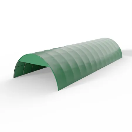 Štítový kryt pro obloukovou halu 12 m v zeleném provedení PVC 900 g/m²