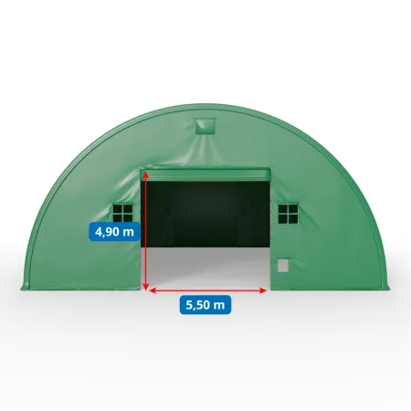Plachtová hala 15,25x36,6 m PVC 750 g/m² v zeleném provedení