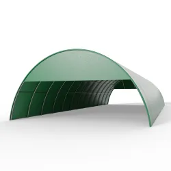 Horní kryt s rámem pro 12m tunelovou halu ze zeleného PVC 750 g/m².