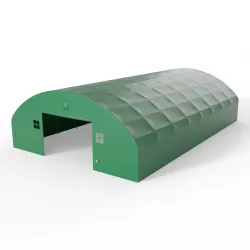 Plachtová hala se svislými bočními stěnami 15,25x24,4 m PVC 750 g/m² v zeleném provedení