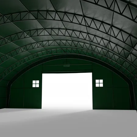 Plachtová hala se svislými bočními stěnami 15,25x24,4 m PVC 750 g/m² v zeleném provedení