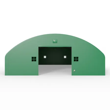 Plachtová hala se svislými bočními stěnami 18,3x18,3 m PVC 750 g/m² v zeleném provedení