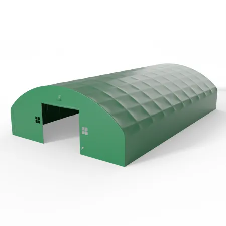 Plachtová hala se svislými bočními stěnami 18,3x24,4 m PVC 750 g/m² v zeleném provedení