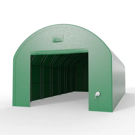 Plachtová hala se svislými bočními stěnami 6,1x18,3 m PVC 750 g/m² v zeleném provedení