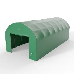 Plachtová hala se svislými bočními stěnami 6,1x23,79 m PVC 750 g/m² v zeleném provedení