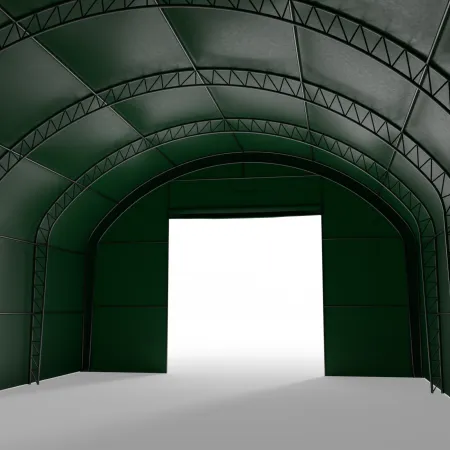 Plachtová hala se svislými bočními stěnami 9,15x24,4 m PVC 750 g/m² v zeleném provedení