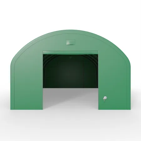 Plachtová hala se svislými bočními stěnami 9,15x24,4 m PVC 750 g/m² v zeleném provedení