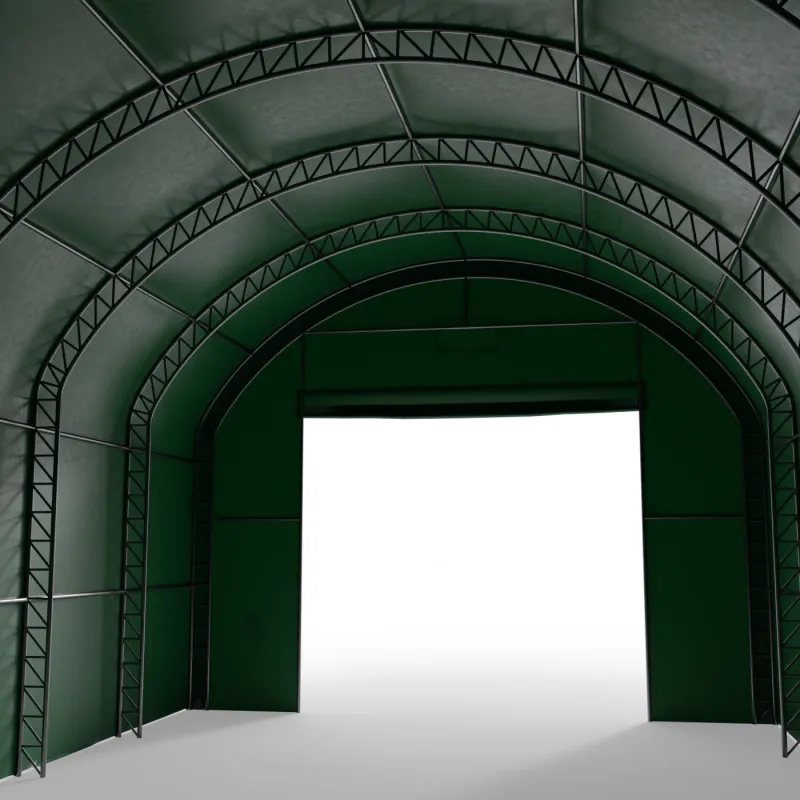 Plachtová hala se svislými bočními stěnami 6,1x23,79 m PVC 900 g/m² v zeleném provedení