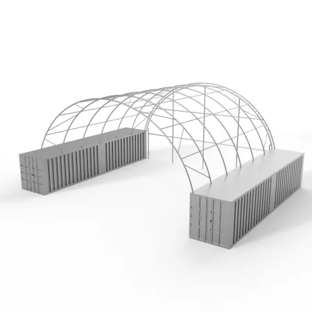 Kontejnerové zastřešení 12x24 m PVC 750 g/m²