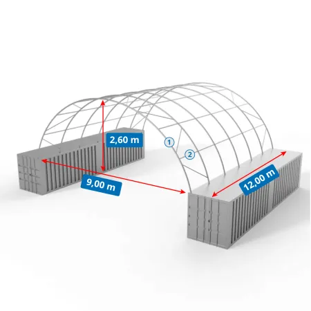 Kontejnerové zastřešení 9,15x12 m PVC 900 g/m²