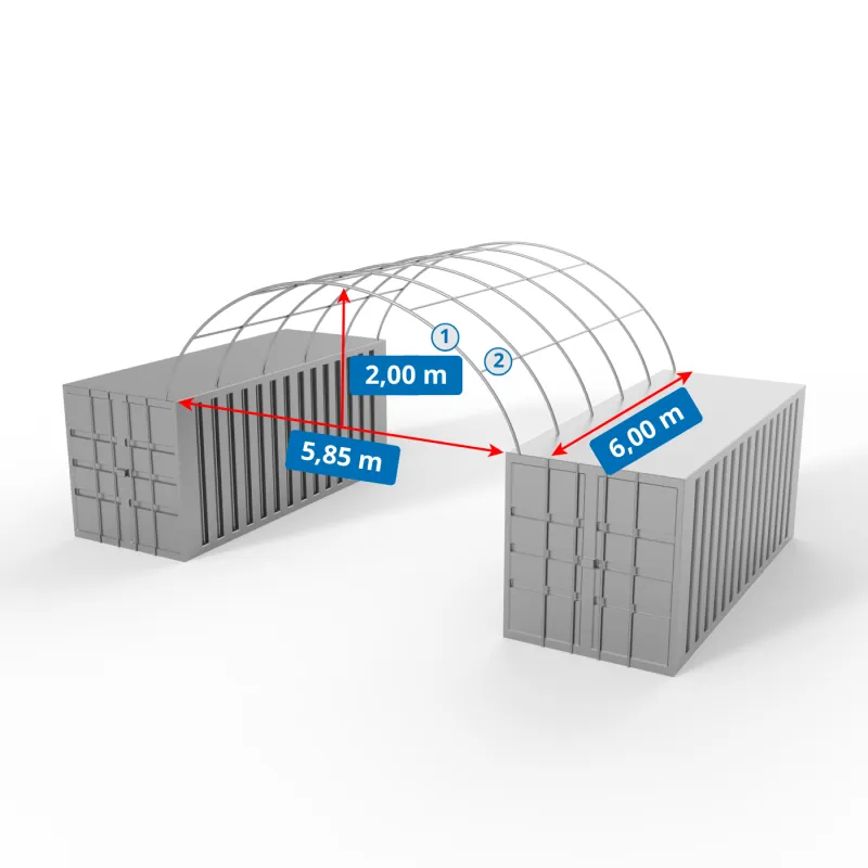 Kontejnerové zastřešení v zeleném provedení 6x6 m PVC 750 g/m²