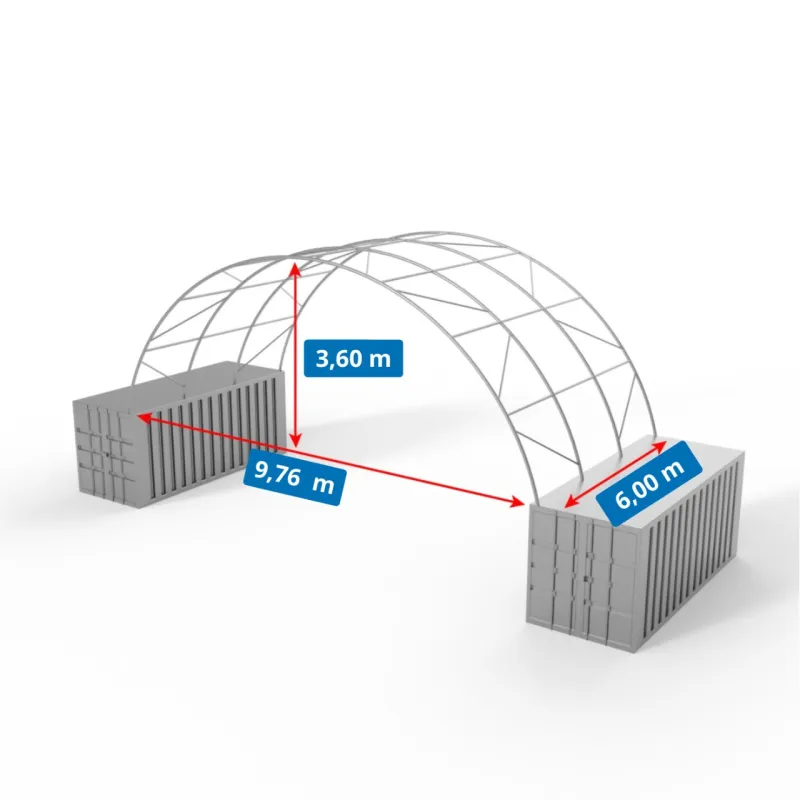 Kontejnerové zastřešení 10x6 m PVC 750 g/m²