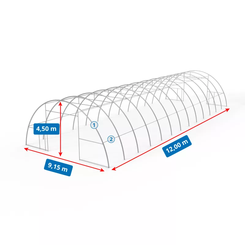 Zakřivená stanová hala 9,15x12m PVC 750g/m2