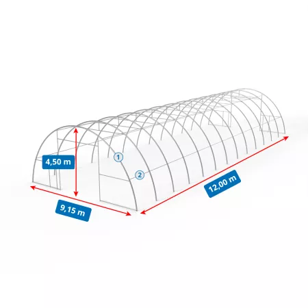 Zakřivená stanová hala 9,15x12m PVC 750g/m2