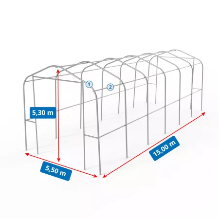 Garážový stan se sedlovou střechou 5,5x15 m PVC 900 g/m²
