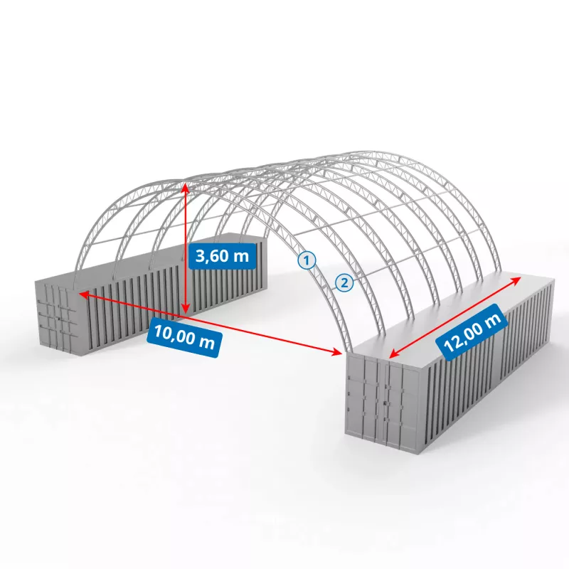 Zesílené zastřešení kontejnerů 10x12m PVC 750g/m2