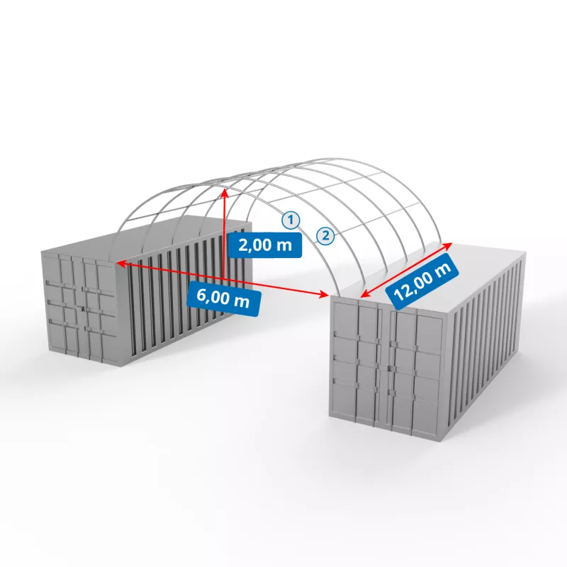 Střecha kontejneru 6x12m PVC 750g/m2