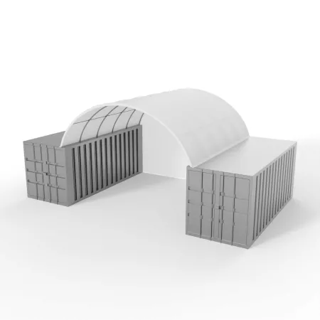 Střecha kontejneru 6x6m se zadní stěnou z PVC 750g/m2