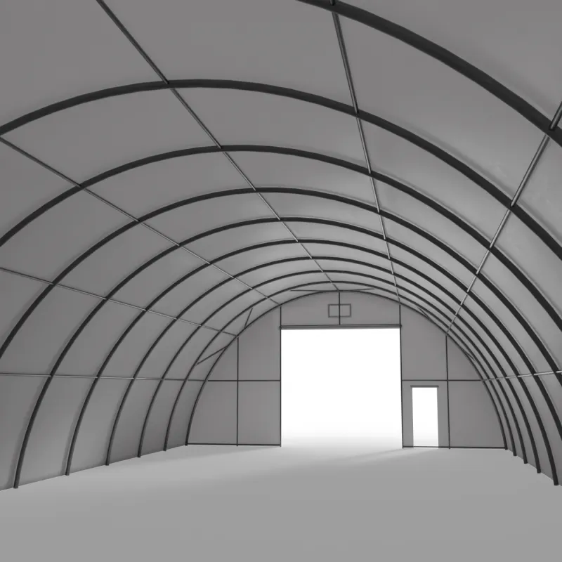 Zakřivená stanová hala 12,2x30m PVC 750g/m2