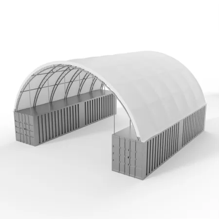 Kontejnerové zastřešení 18x12 m PVC 750 g/m²